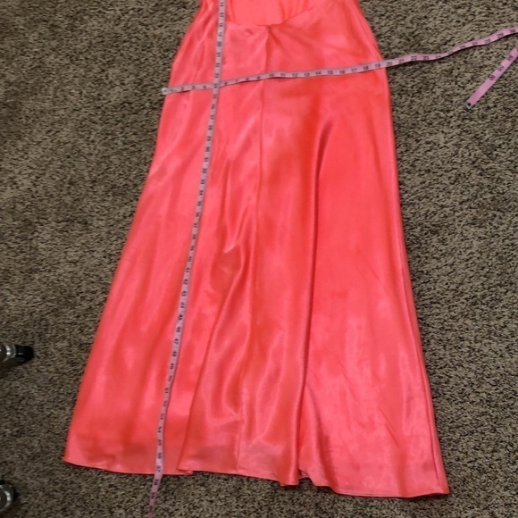 Samila Formal Column Dress Size 4 Neon Coral Silver Beaded Strappy Caged Back - Picture 7 of 9